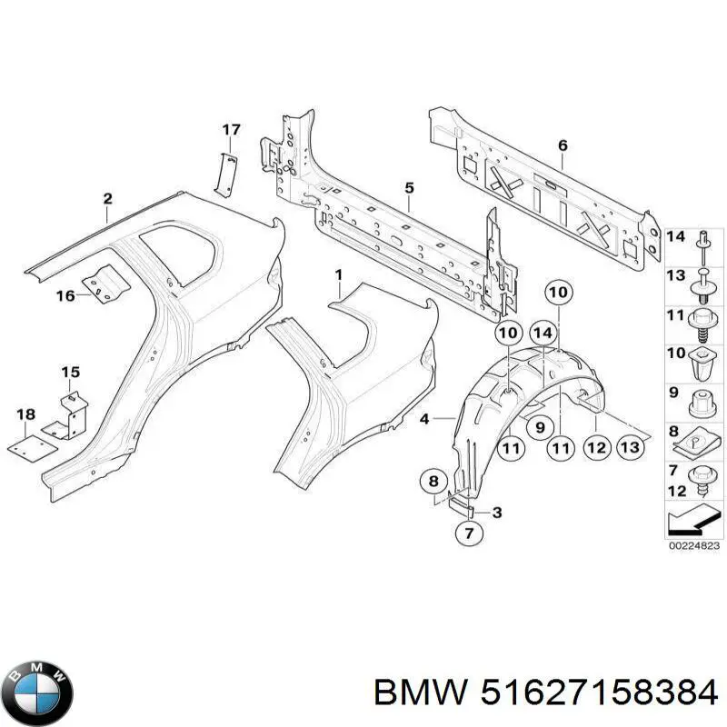 Щиток грязезащитный заднего крыла передний правый на BMW X5 (E70) купить.