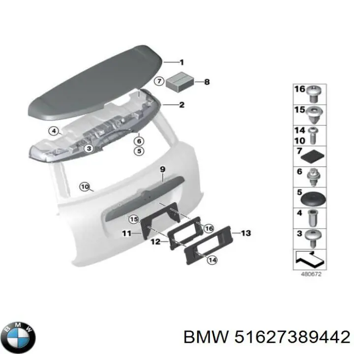 51627389442 BMW Крыло на багажник