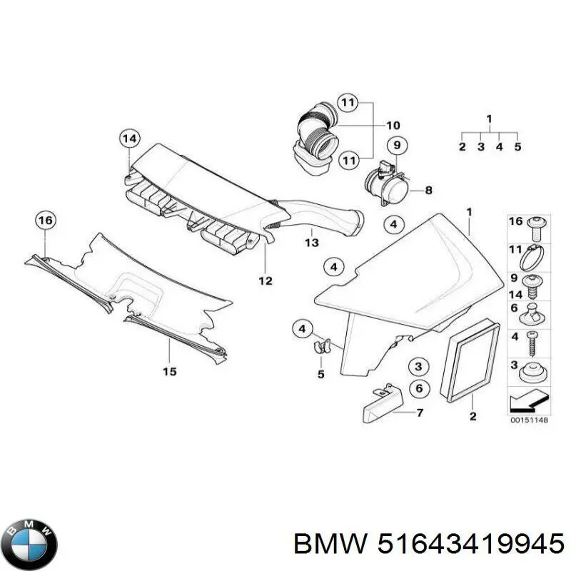 Суппорт радиатора в сборе (монтажная панель крепления фар) BMW 51643419945