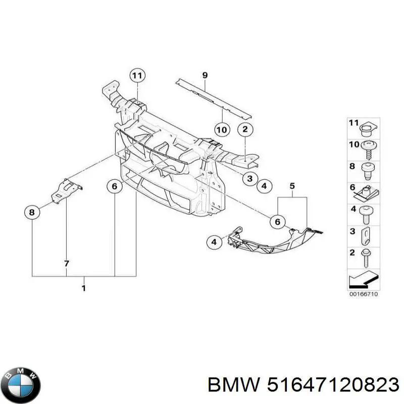 51647120823 BMW кронштейн (адаптер крепления фары передней левой)
