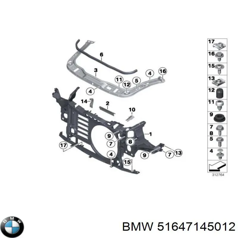 51647145012 BMW difusor do radiador de esfriamento