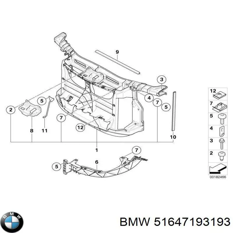 51647193193 BMW suporte superior do radiador (painel de montagem de fixação das luzes)