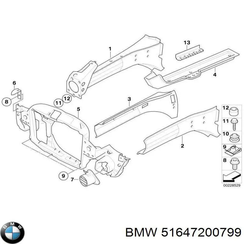 Суппорт радиатора в сборе (монтажная панель крепления фар) BMW 51647200799