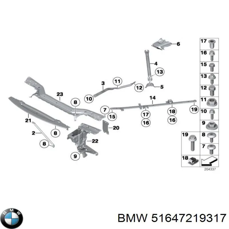 51647219317 BMW consola do pára-choque dianteiro esquerdo