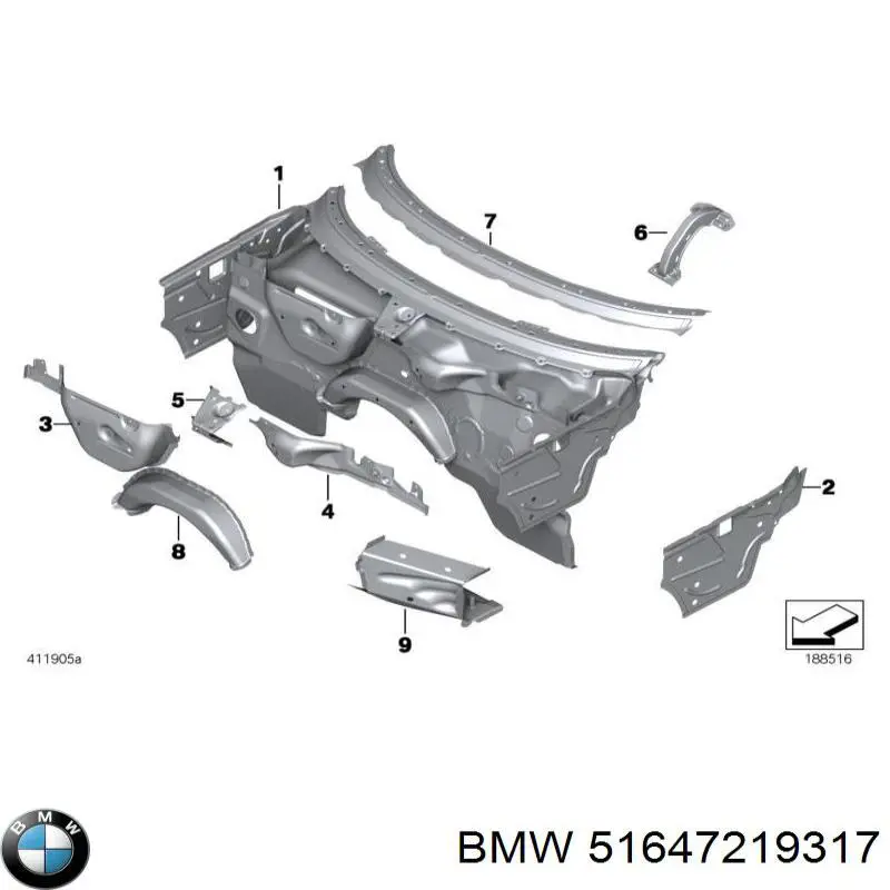 51647219317 BMW Левое крепление переднего бампера