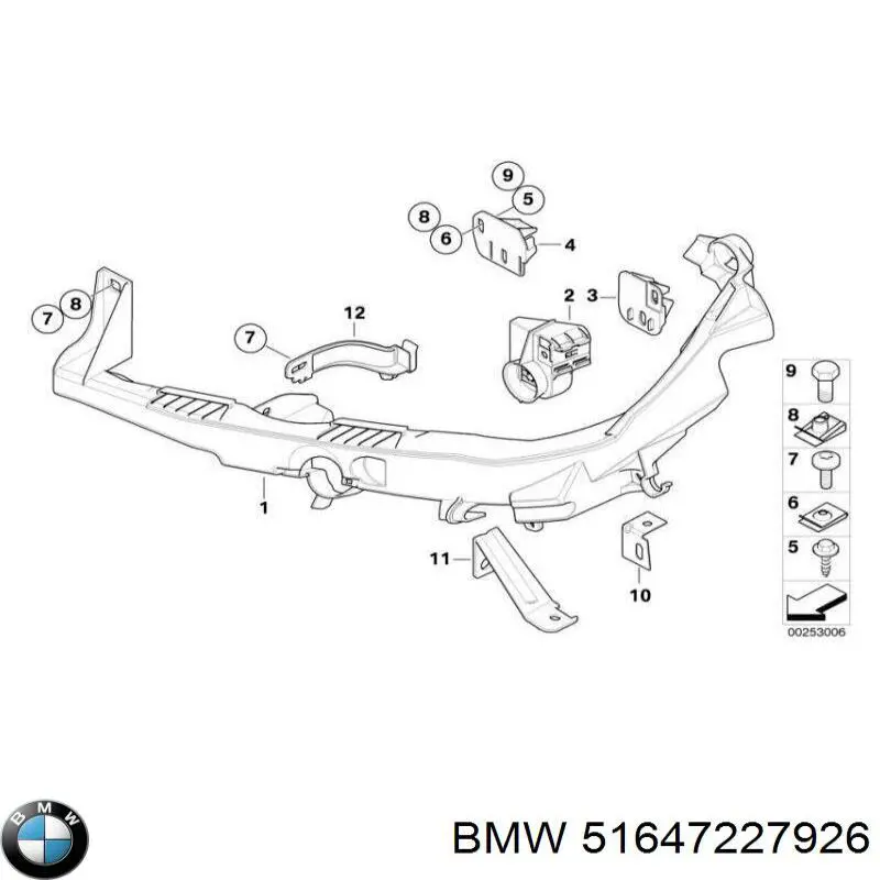 51647227926 BMW consola (adaptador de fixação da luz dianteira direita)