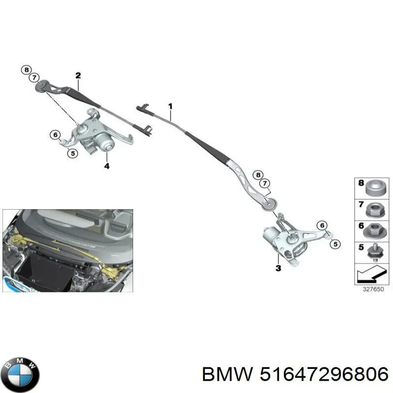 51647296806 BMW Кронштейн замка капота