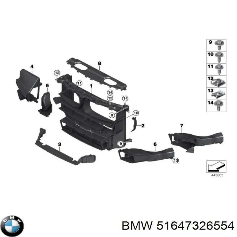 BF0110970001 Bapmic placa sobreposta superior de difusor do radiador