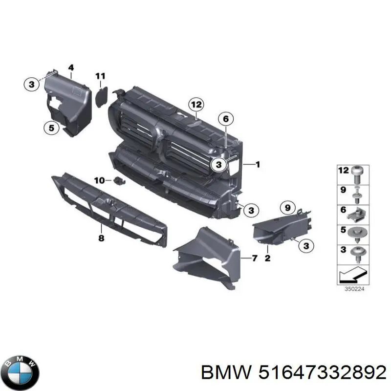 Conduto de ar (defletor) do radiador para BMW 5 (F10)