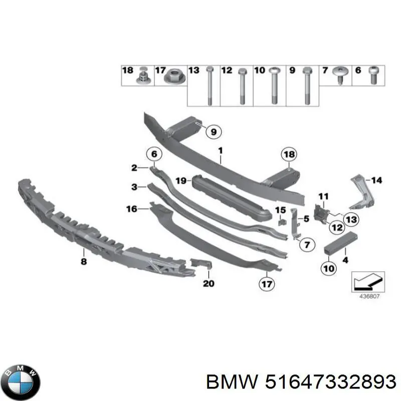 Deflector de aire, radiador 51647332893 BMW