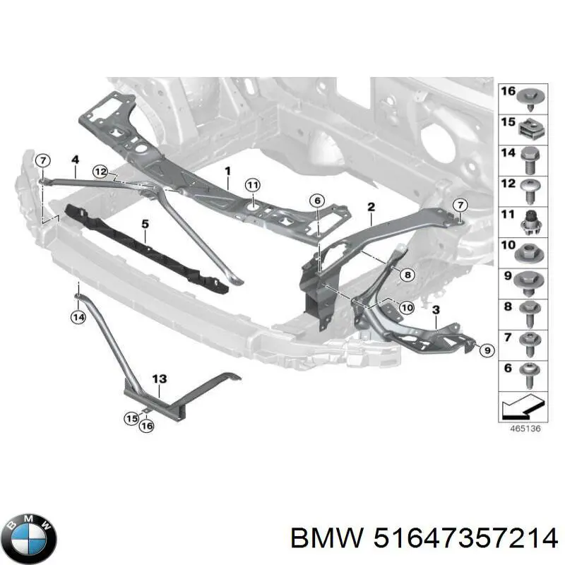 Крепление фары передней, правой BMW 51647357214 цена, от 54.67 USD
