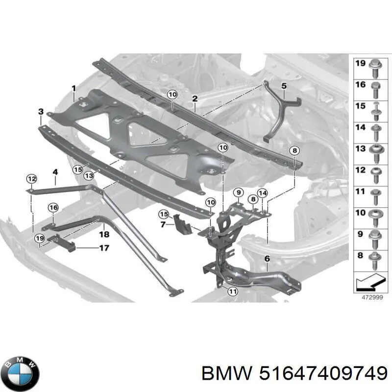 Шина бампера переднего BMW 7409749 цена, от 40.54 USD
