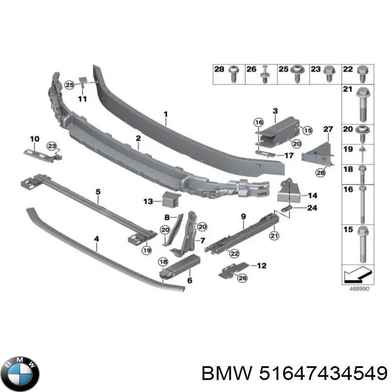 Шина бампера переднего BMW 51647396016 цена, от 44.32 USD