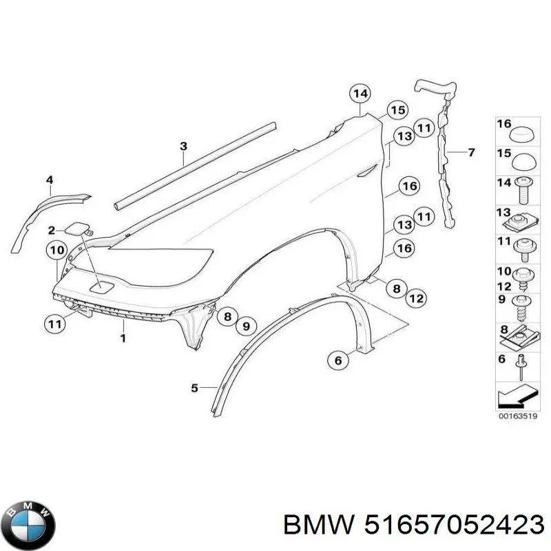 Pára-lama dianteiro esquerdo para BMW X6 (E72)