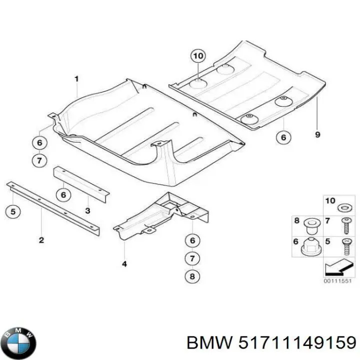 Защита днища задняя BMW 51711149159 цена, от 8.58 USD