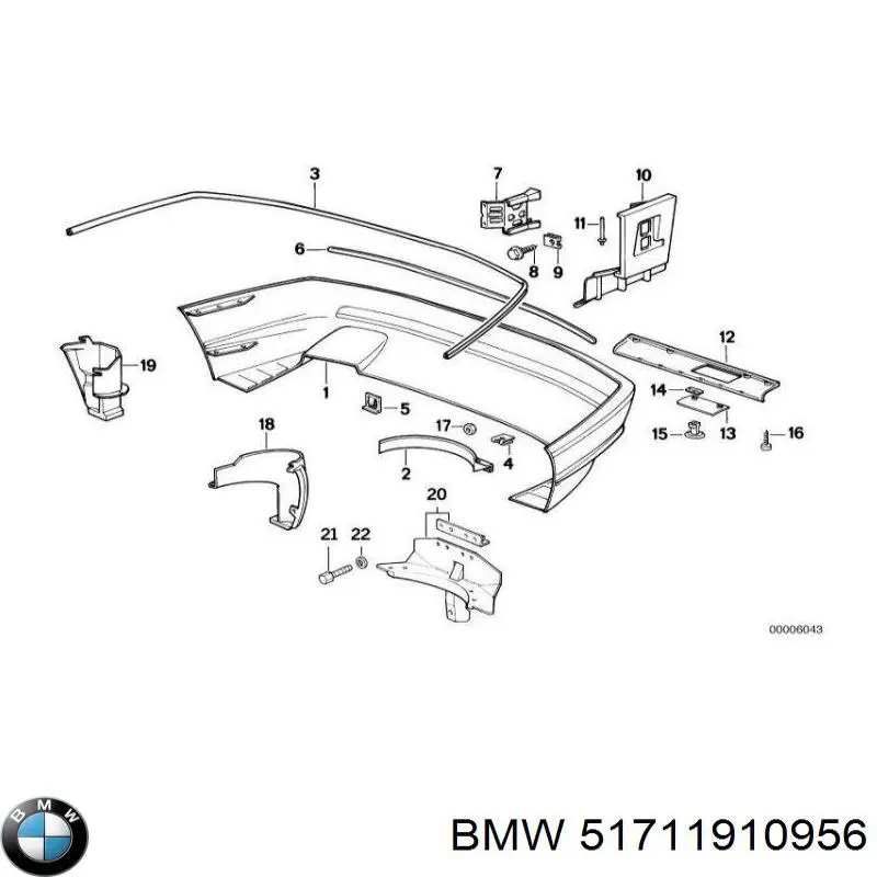 Пистон (клип) крепления бампера заднего на BMW 3 (E36) купить.