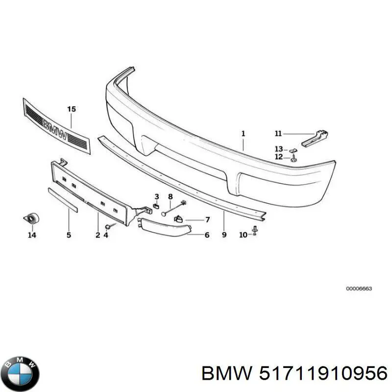 Clips de fijación de parachoques trasero 51711910956 BMW