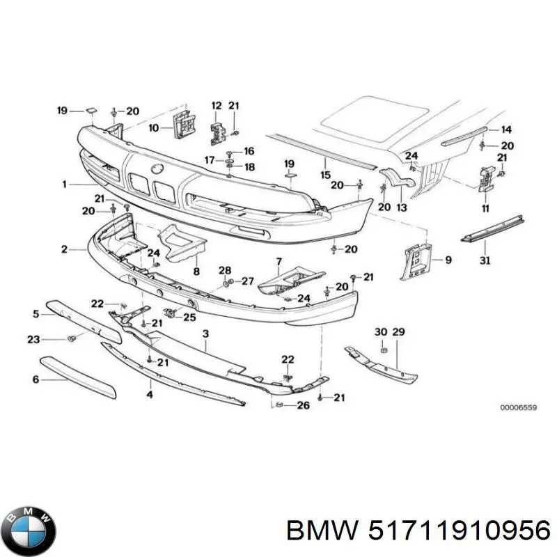 Купить 51711910956 BMW Пистон крепления заднего бампера