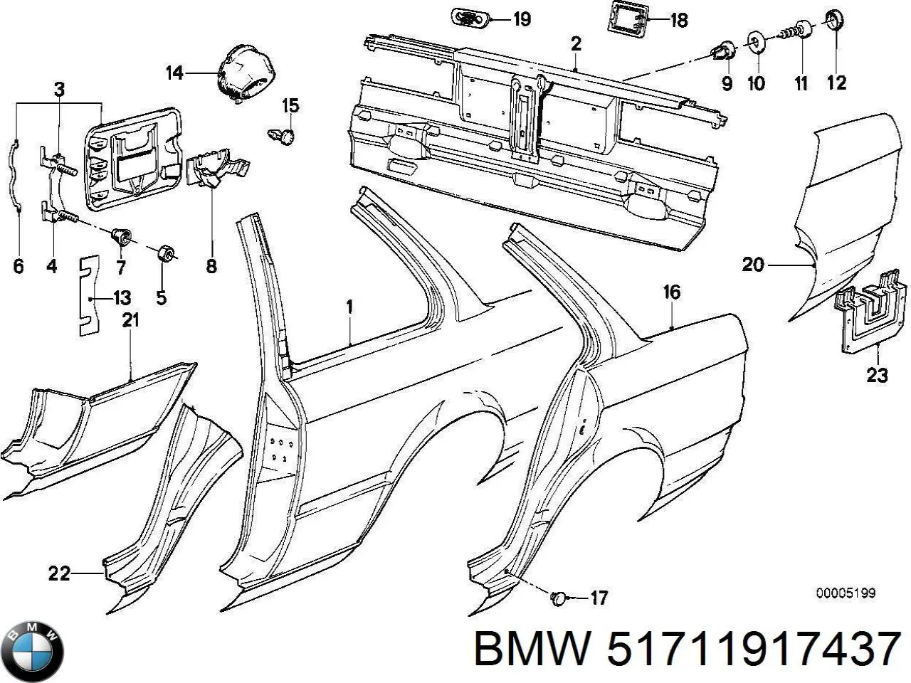 Молдинг стекла заднего 51711917437 BMW