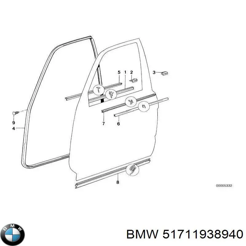 Купить 51711938940 BMW Пистон крепления подкрылок