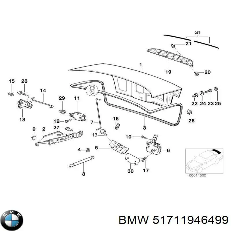 Купить 51711946499 BMW Уплотнитель капота