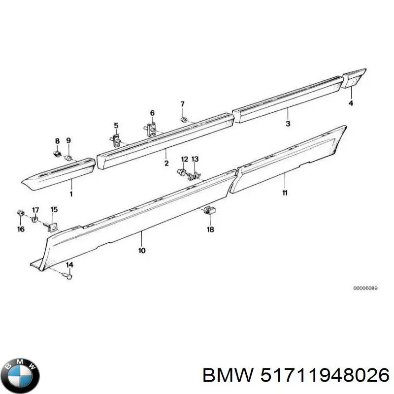 Заглушка (решетка) противотуманных фар бампера переднего правая BMW 51711948026
