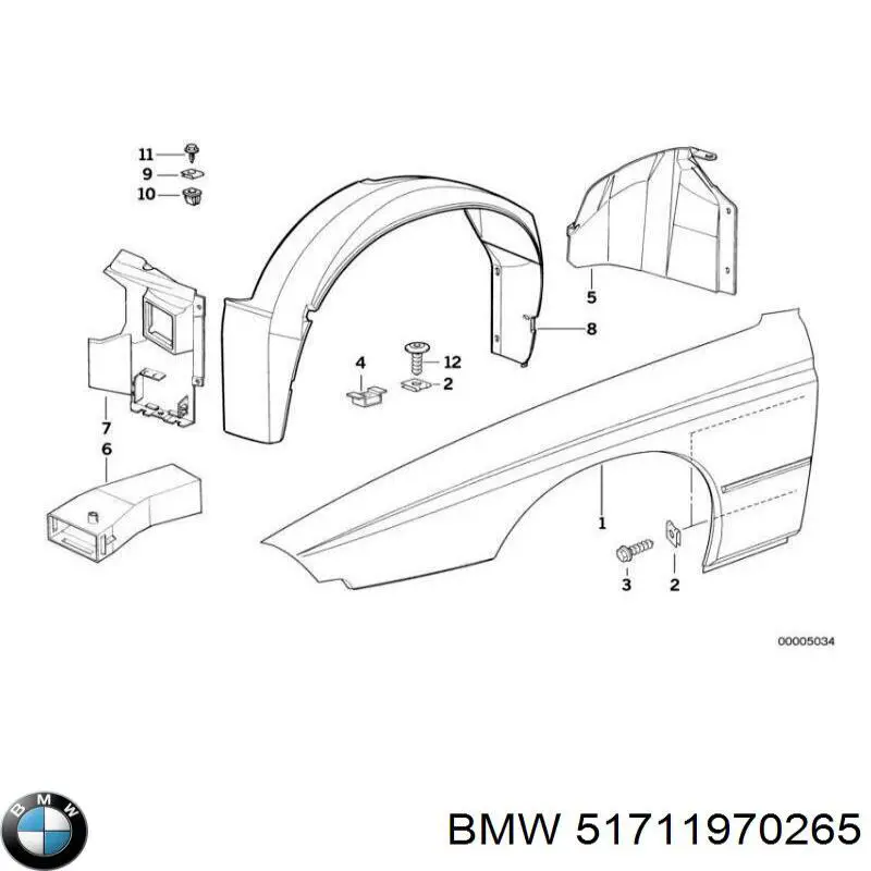 Подкрылок передний левый Бмв 8 E31 (BMW 8)