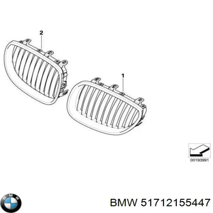 Решетка радиатора левая 51712155447 BMW