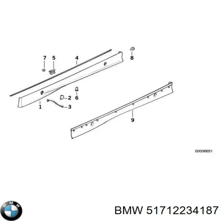 51712234187 BMW Пистон (клип) крепления накладок порогов