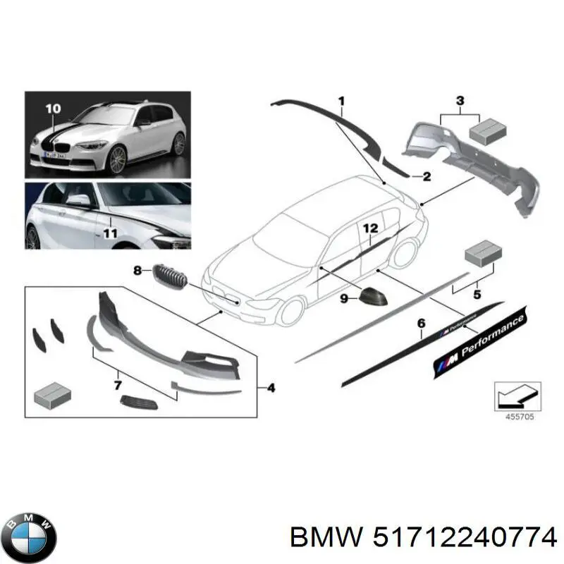 Решетка радиатора правая BMW 51712240774 цена, от 27.17 USD