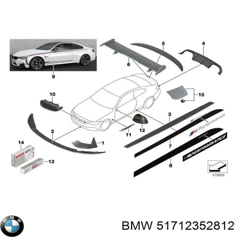 Купить 51712352812 BMW Решетка радиатора правая