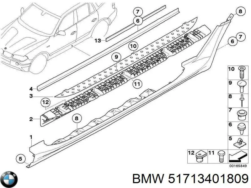 Placa sobreposta (moldura) externa esquerda de acesso para BMW X3 (E83)