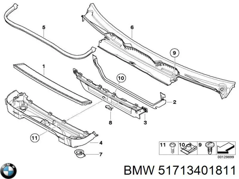 Grelha de limpadores de pára-brisa para BMW X3 (E83)