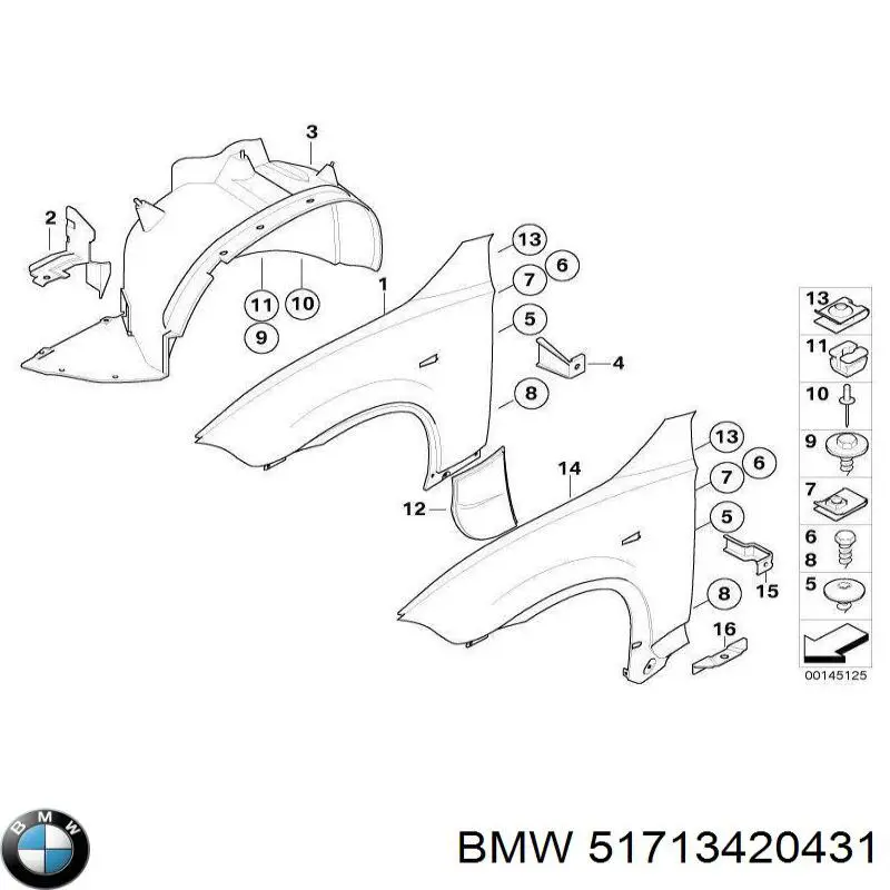 Подкрылок передний левый 51713420431 BMW