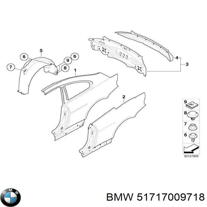 Подкрылок крыла заднего правый на BMW 6 (E63) купить.
