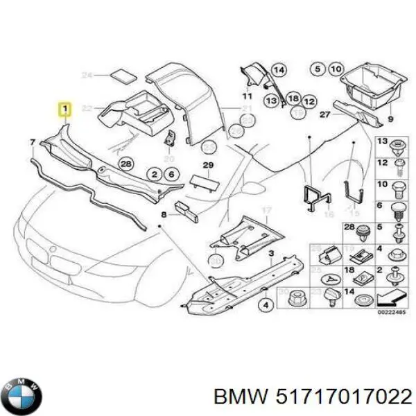 Купить 51717017022 BMW Решетка дворников