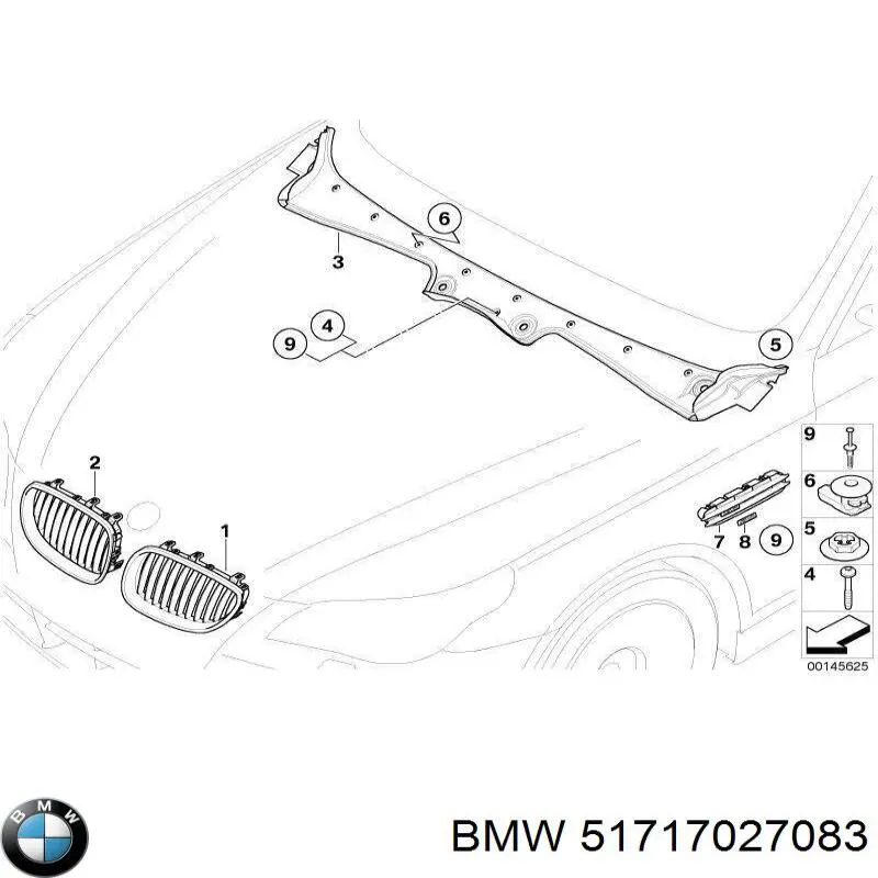 Rejilla de limpiaparabrisas 51717027083 BMW