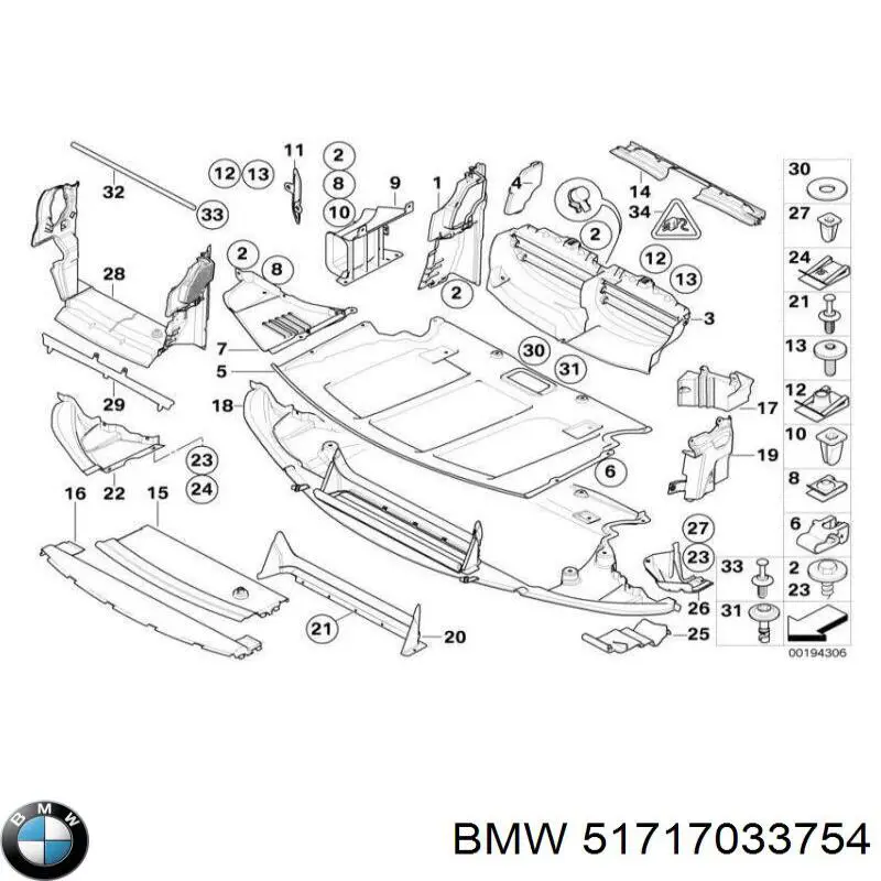 Protección motor derecha 51717033754 BMW