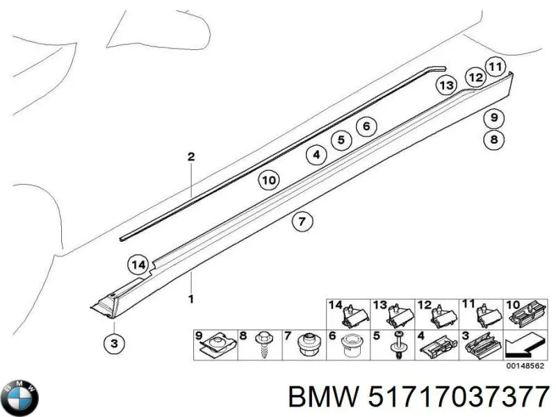 Пистон (клип) крепления подкрылка переднего крыла BMW 51717037377