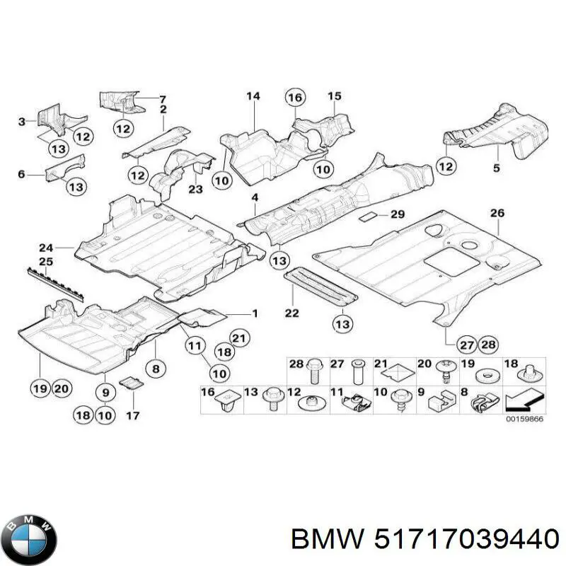 Защита двигателя, поддона (моторного отсека) 51717039440 BMW