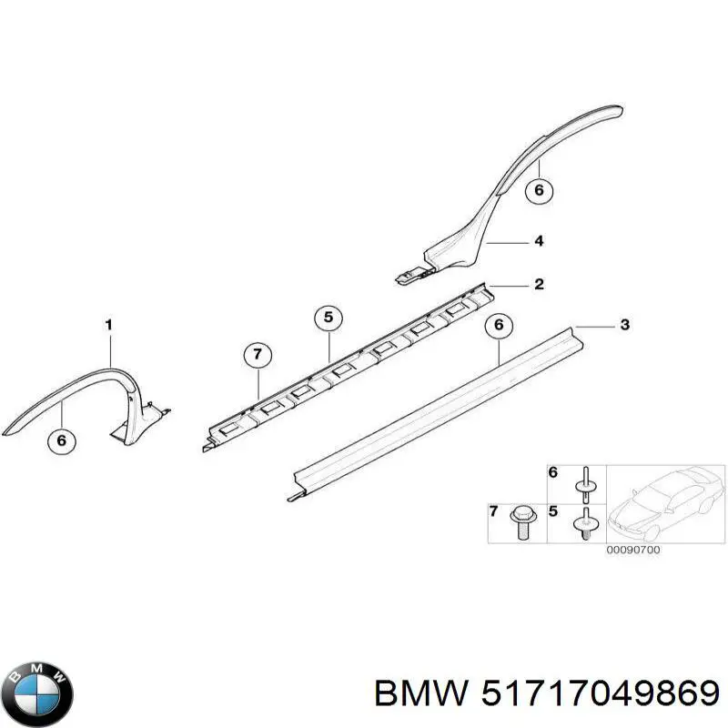 51717049869 BMW Расширитель (накладка) арки заднего крыла левый