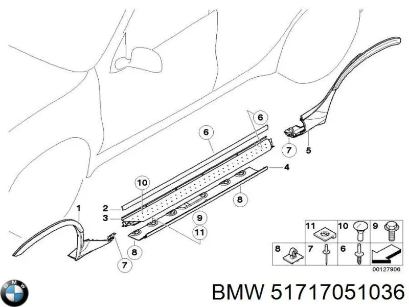 Купить 51717051036 BMW Молдинг арки колеса заднего, правый