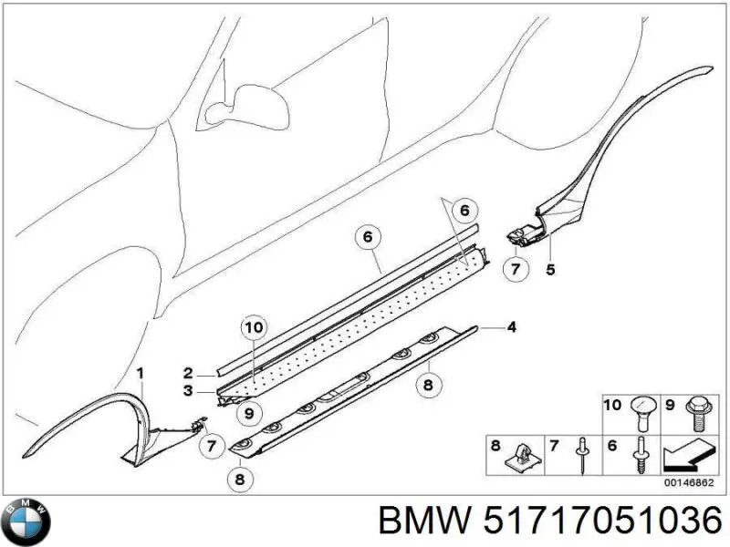 51717051036 BMW Молдинг задней арки крыла, правый