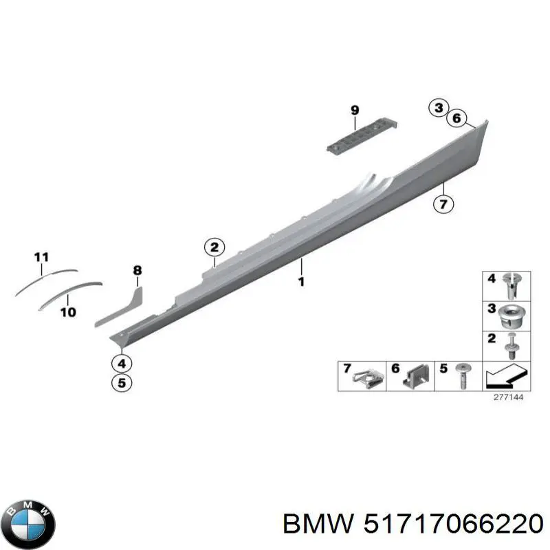 Пистон (клип) крепления подкрылка переднего крыла BMW 51717066220