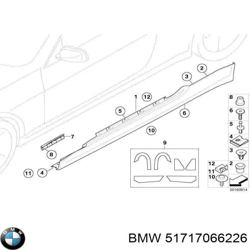 Клипса крепления накладок порогов 51717066226 BMW