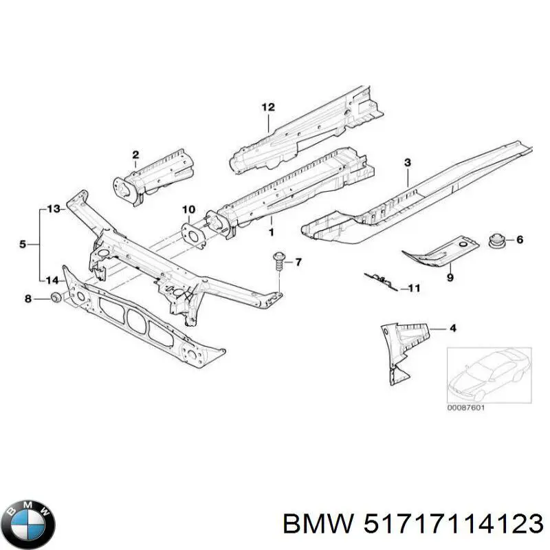51717114123 BMW суппорт радиатора верхний (монтажная панель крепления фар)
