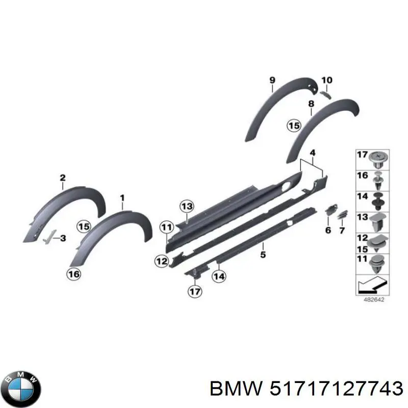 Купить 51717127743 BMW Пистон крепления подкрылок