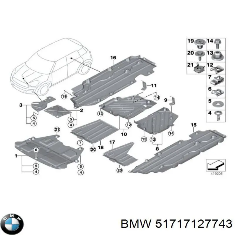 Пистон крепления подкрылка переднего крыла BMW 51717127743 цена, от 0.50 USD