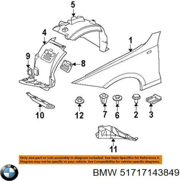 51717143849 BMW Лючек подкрылка переднего левого