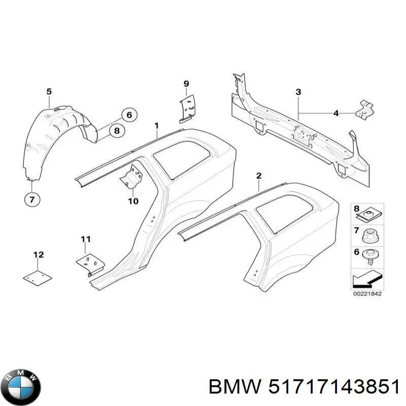 51717143851 BMW Подкрылок крыла заднего левый